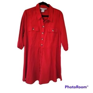 Lark + Grey red dress. Size 1X. Two pockets on the front. Five brown but…